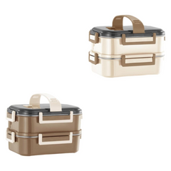 2-Tier Leakproof Lunch Box with Compartments & Handle – Portable Bento Food Storage Box