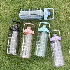 Motivational Time Marker Water Bottle with Straw – Leakproof Fitness Hydration Bottle