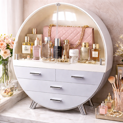 Luxury Cosmetic & Jewelry Organizer with Drawers | Dustproof Makeup Storage Box