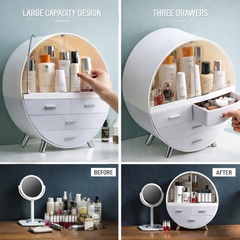 Luxury Cosmetic & Jewelry Organizer with Drawers | Dustproof Makeup Storage Box
