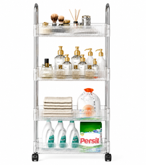 4-Tier Clear Utility Rolling Trolley