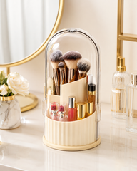 360° Rotating Makeup Organizer with Transparent Cover