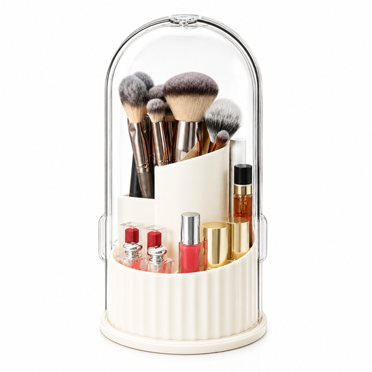 360° Rotating Makeup Organizer with Transparent Cover