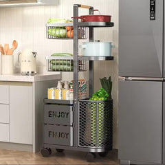 Multi-Functional Rolling Storage Cart with Drawers & Baskets | Mobile Kitchen, Bathroom & Office Organizer