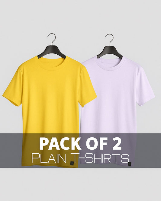 Pack of 2 - Regular Fit T-Shirts (Yellow, Pink)