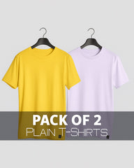 Pack of 2 - Regular Fit T-Shirts (Yellow, Pink)