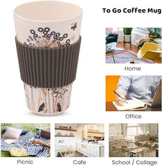 Eco-Friendly Bamboo Fiber Cup with Lid – Reusable Travel Mug, Lightweight & Durable