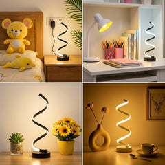 Spiral LED Table Lamp with Adjustable Brightness USB Rechargeable Desk Light