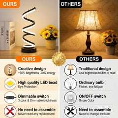 Spiral LED Table Lamp with Adjustable Brightness USB Rechargeable Desk Light