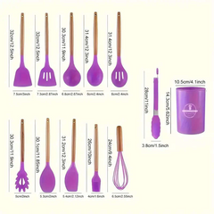 12-Piece Pink Silicone Kitchen Utensil Set