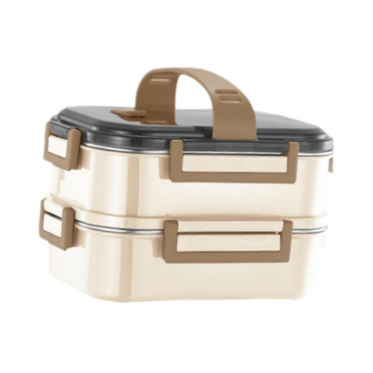 2-Tier Leakproof Lunch Box with Compartments & Handle – Portable Bento Food Storage Box