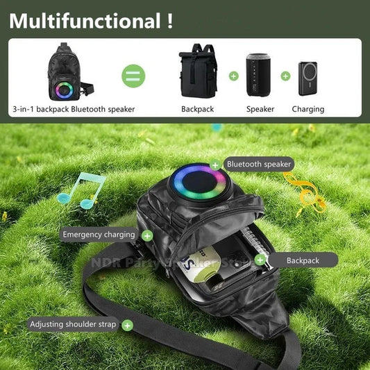 RGB LED Bluetooth Speaker Backpack – Gradient Light Music Bag for Outdoor Parties & Travel