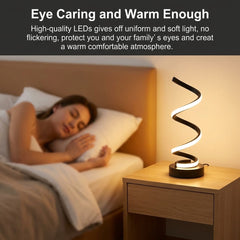 Spiral LED Table Lamp with Adjustable Brightness USB Rechargeable Desk Light