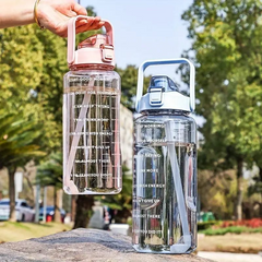 Motivational Time Marker Water Bottle with Straw – Leakproof Fitness Hydration Bottle