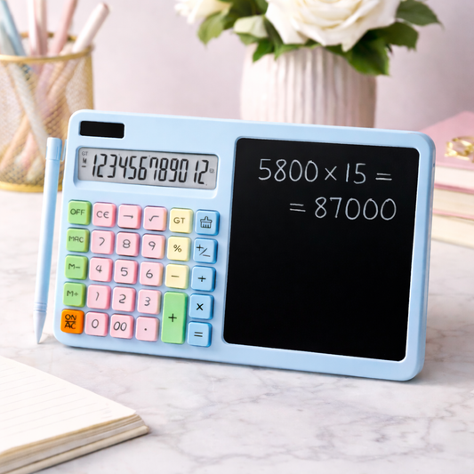 2-in-1 Calculator with LCD Writing Tablet – Portable Dual-Use Gadget