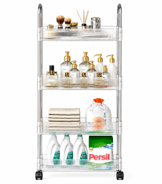 4-Tier Clear Utility Rolling Trolley