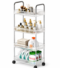 4-Tier Clear Utility Rolling Trolley