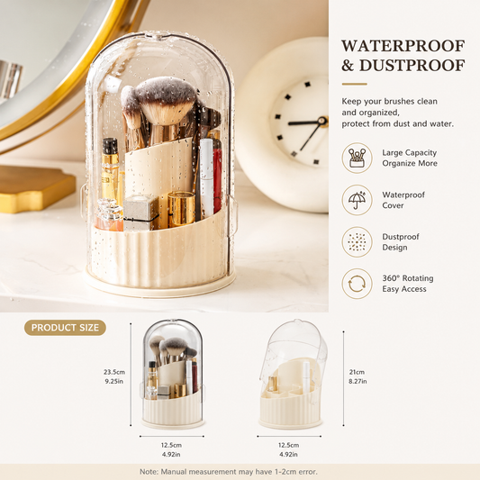 360° Rotating Makeup Organizer with Transparent Cover