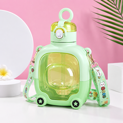 TeddyRide Kids Straw Water Bottle with Carry Strap