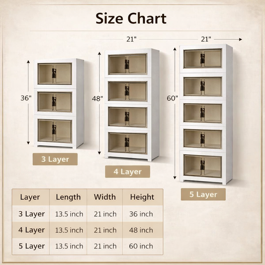 Modular Storage Cabinet with Transparent Doors | Stackable Organizer for Home, Office & Living Room