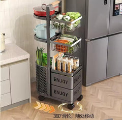 Multi-Functional Rolling Storage Cart with Drawers & Baskets | Mobile Kitchen, Bathroom & Office Organizer