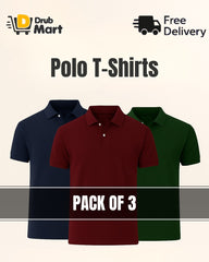 Pack of 3 - Polo Shirt For Men (Maroon, Bottle Green, Navy Blue)