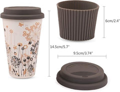 Eco-Friendly Bamboo Fiber Cup with Lid – Reusable Travel Mug, Lightweight & Durable