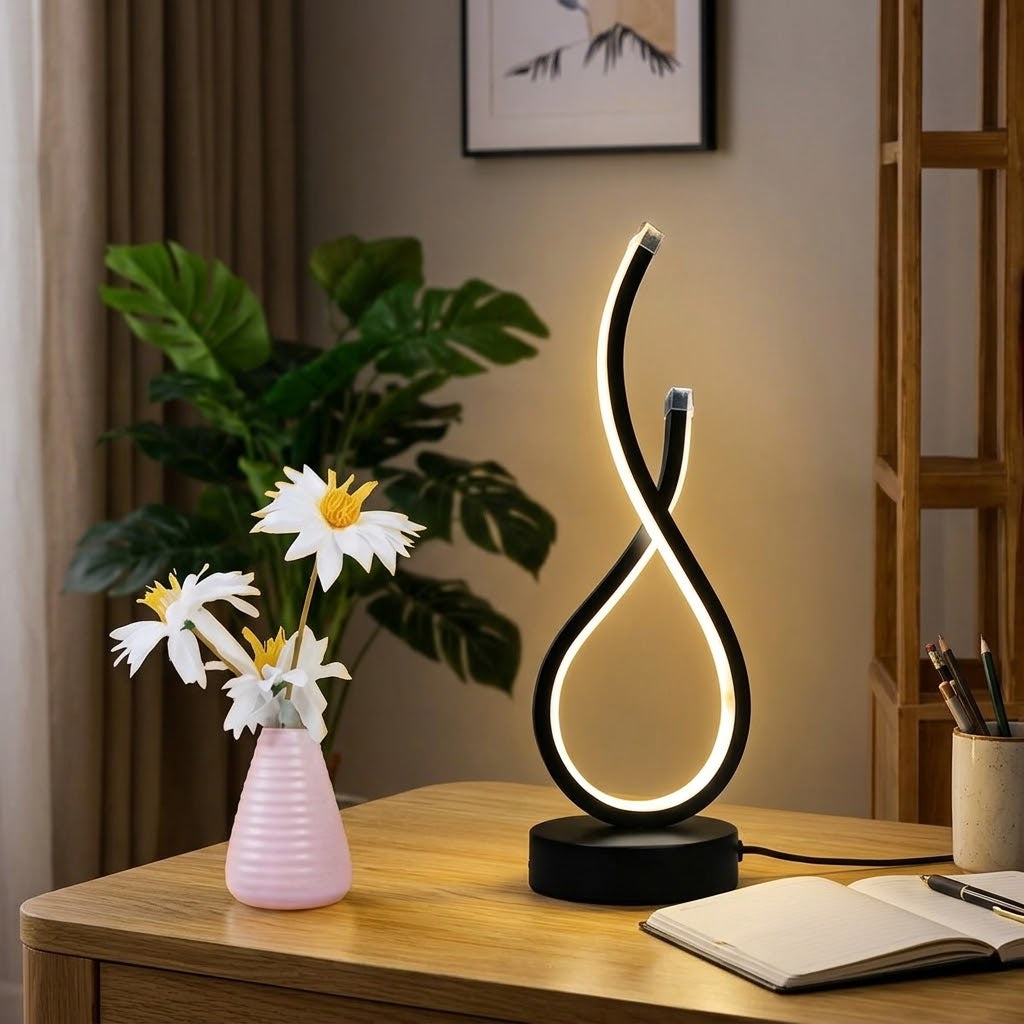 Modern Spiral LED Table Lamp Dimmable Touch Desk Light